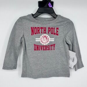 Holiday Time Toddler Boys 12 Months Gray Long Sleeve North Pole University Santa